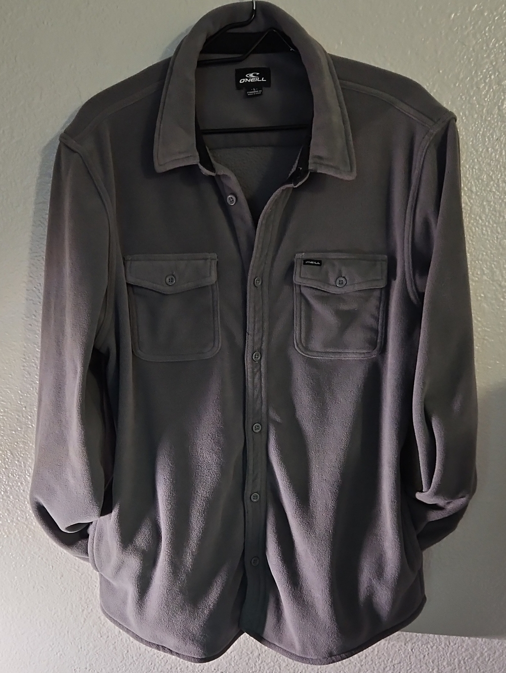 O'Neill Glacier Superfleece Snap Jacket Overshirt Gray Large NWOT
